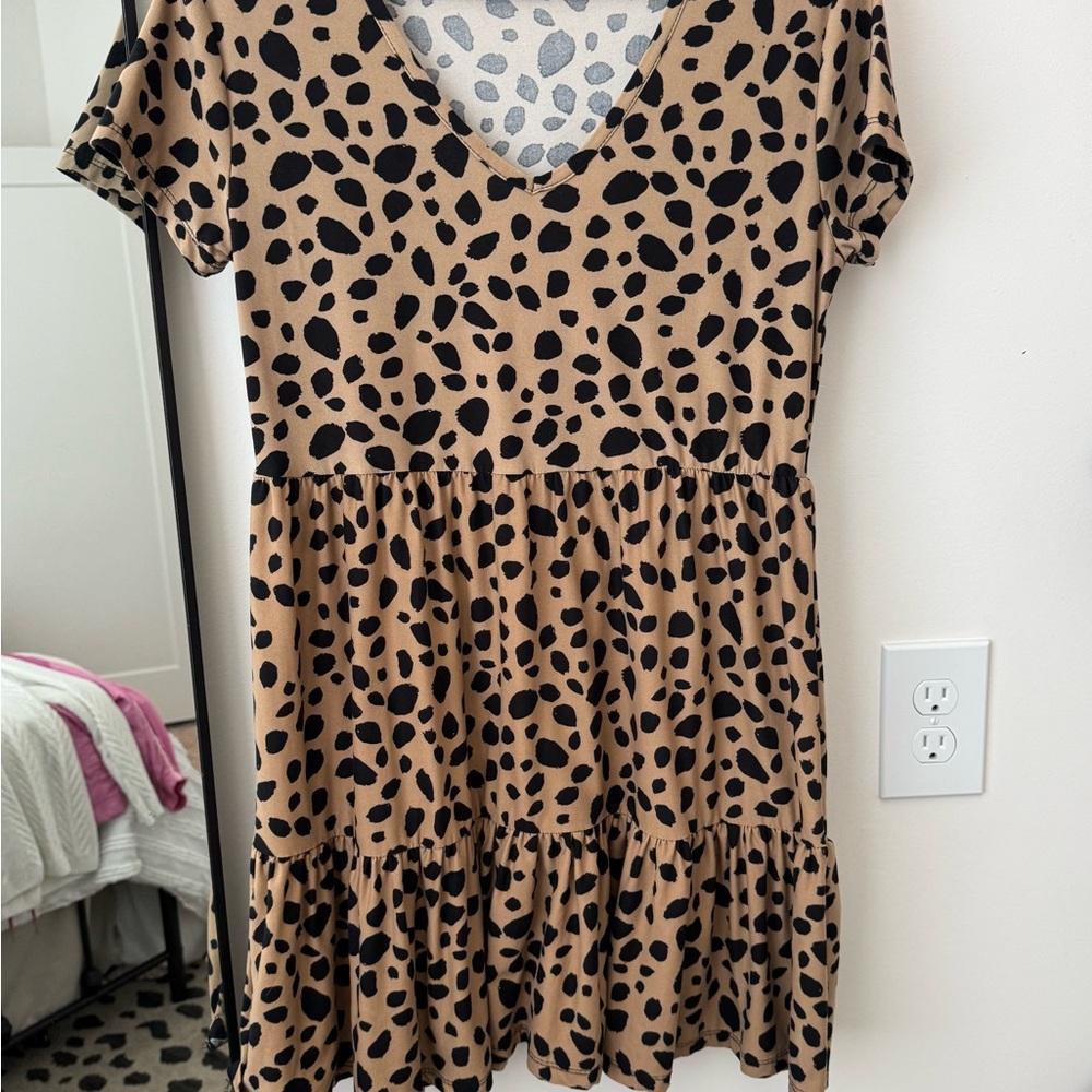Leopard Print V-Neck Dress